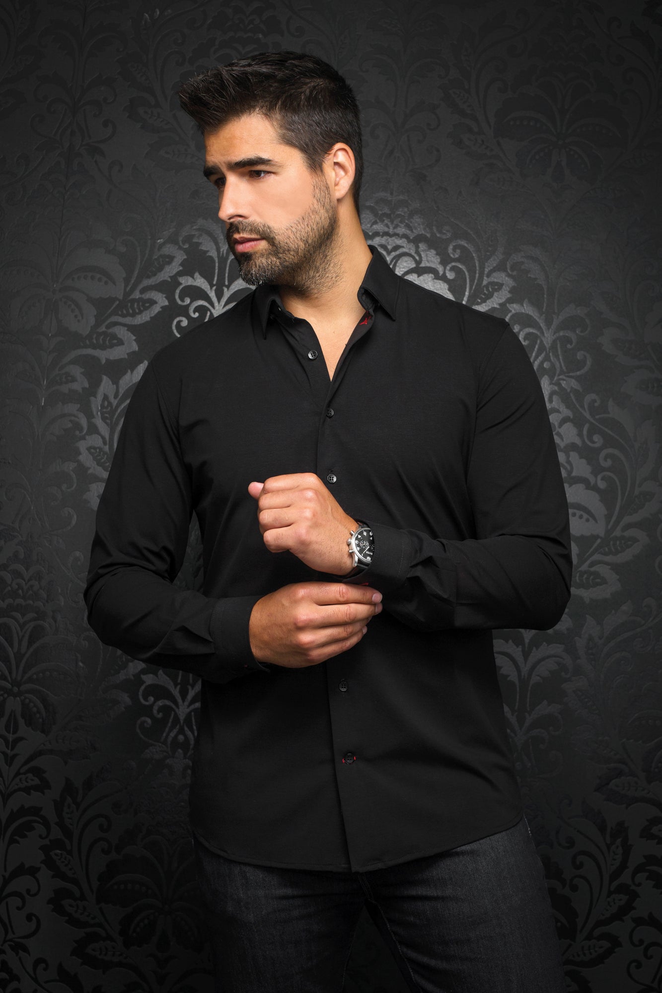 Chemise manches longues en Knit pour homme par Au Noir ALEXANDER