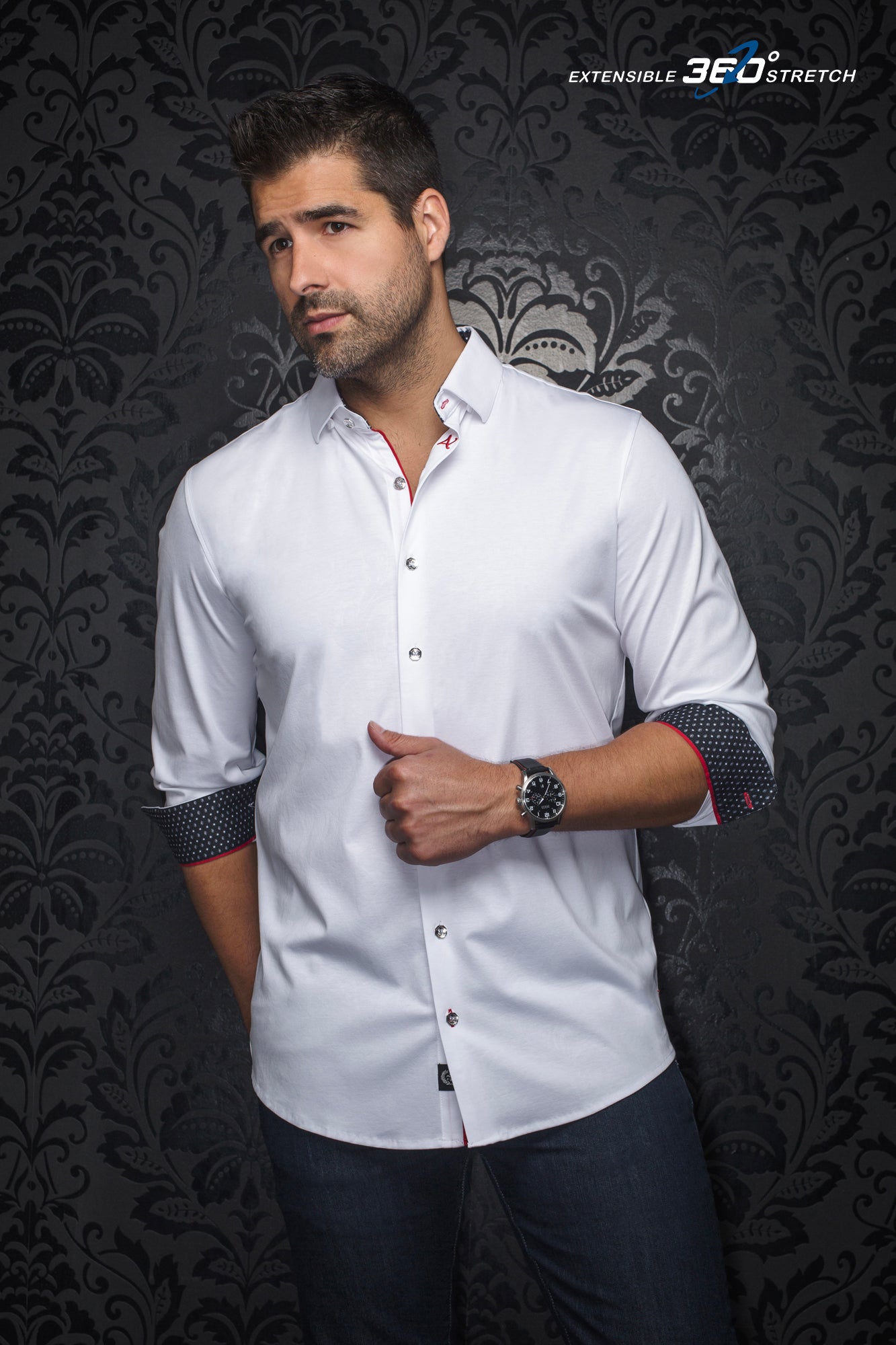 Chemise manches longues en Knit pour homme par Au Noir | DUNN Blanc | Machemise.ca, inventaire complet de la marque Au Noir