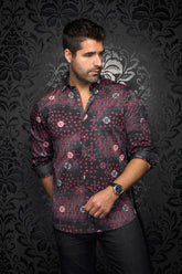Chemise manches longues pour homme par Au Noir | FLORIANI Noir Rouge | Machemise, inventaire complet de la marque Au Noir
