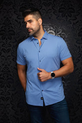 Chemise en nylon pour homme par Au Noir | GENOVA(SS) Bleu | Machemise.ca, inventaire complet de la marque Au Noir