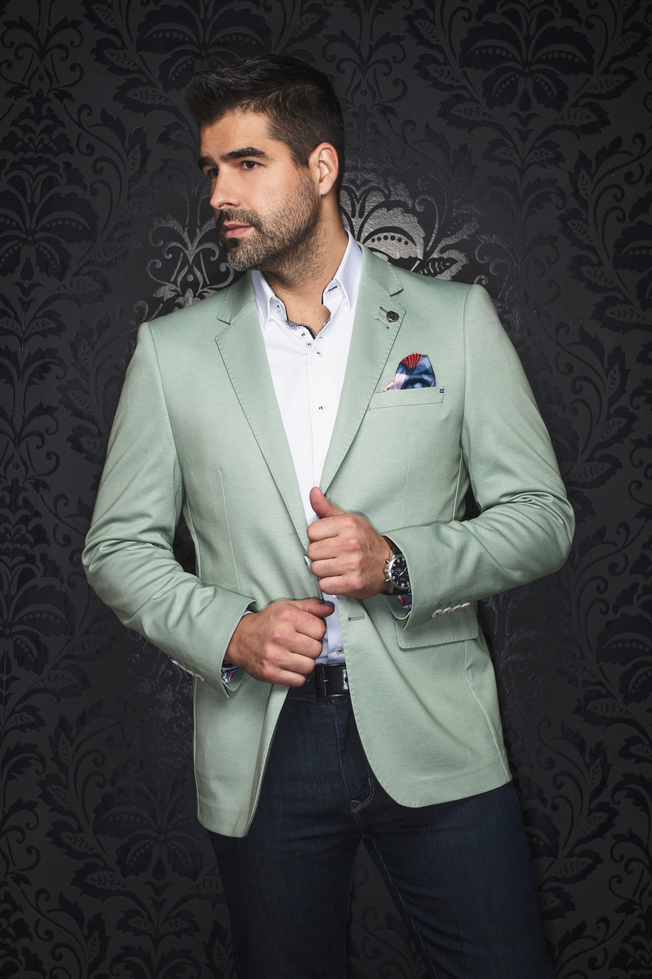 Men's blazer by Au Noir GLOVER Green Menshirt, entire