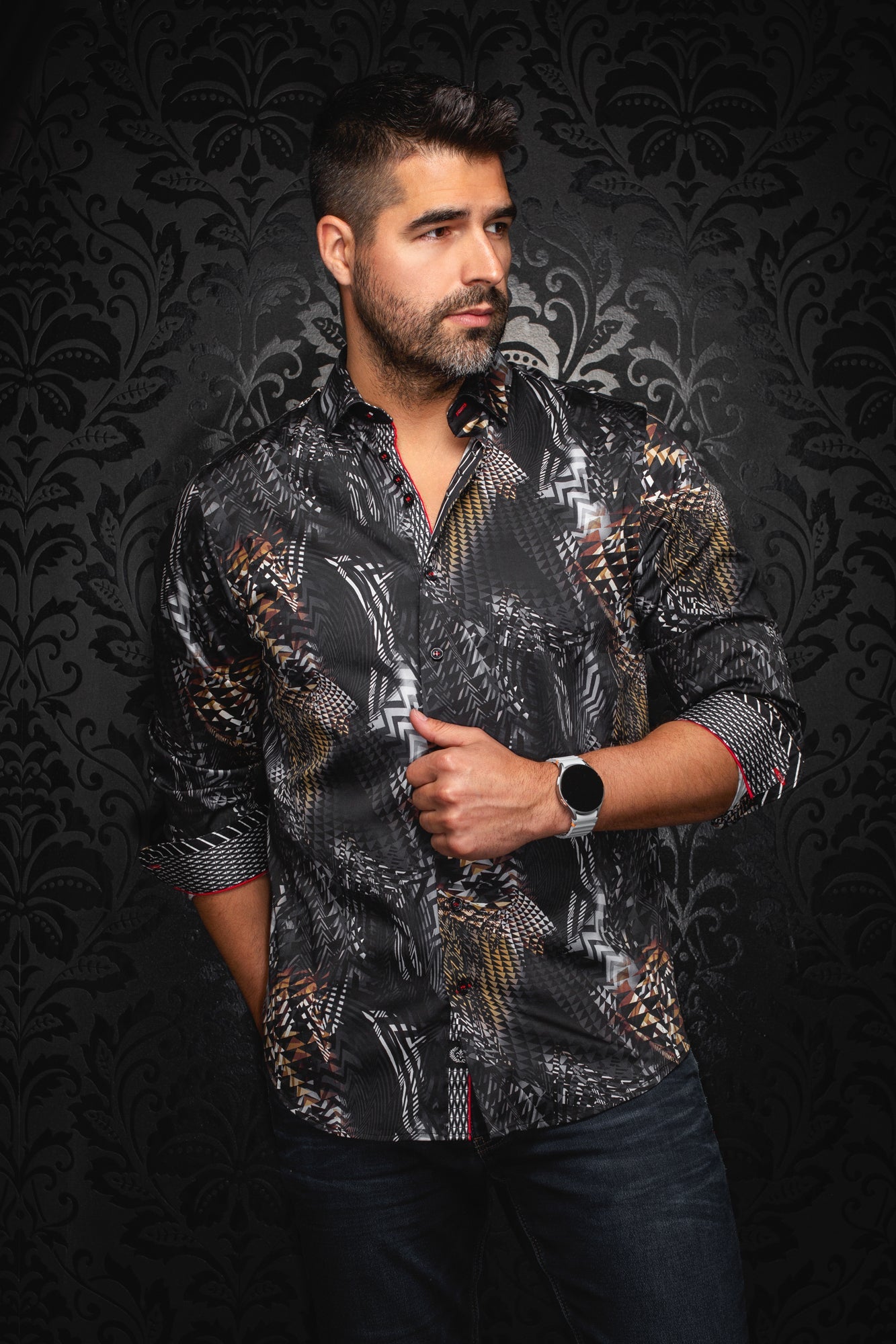 Men's long-sleeve shirt by Au Noir | GROOVE Black Gold