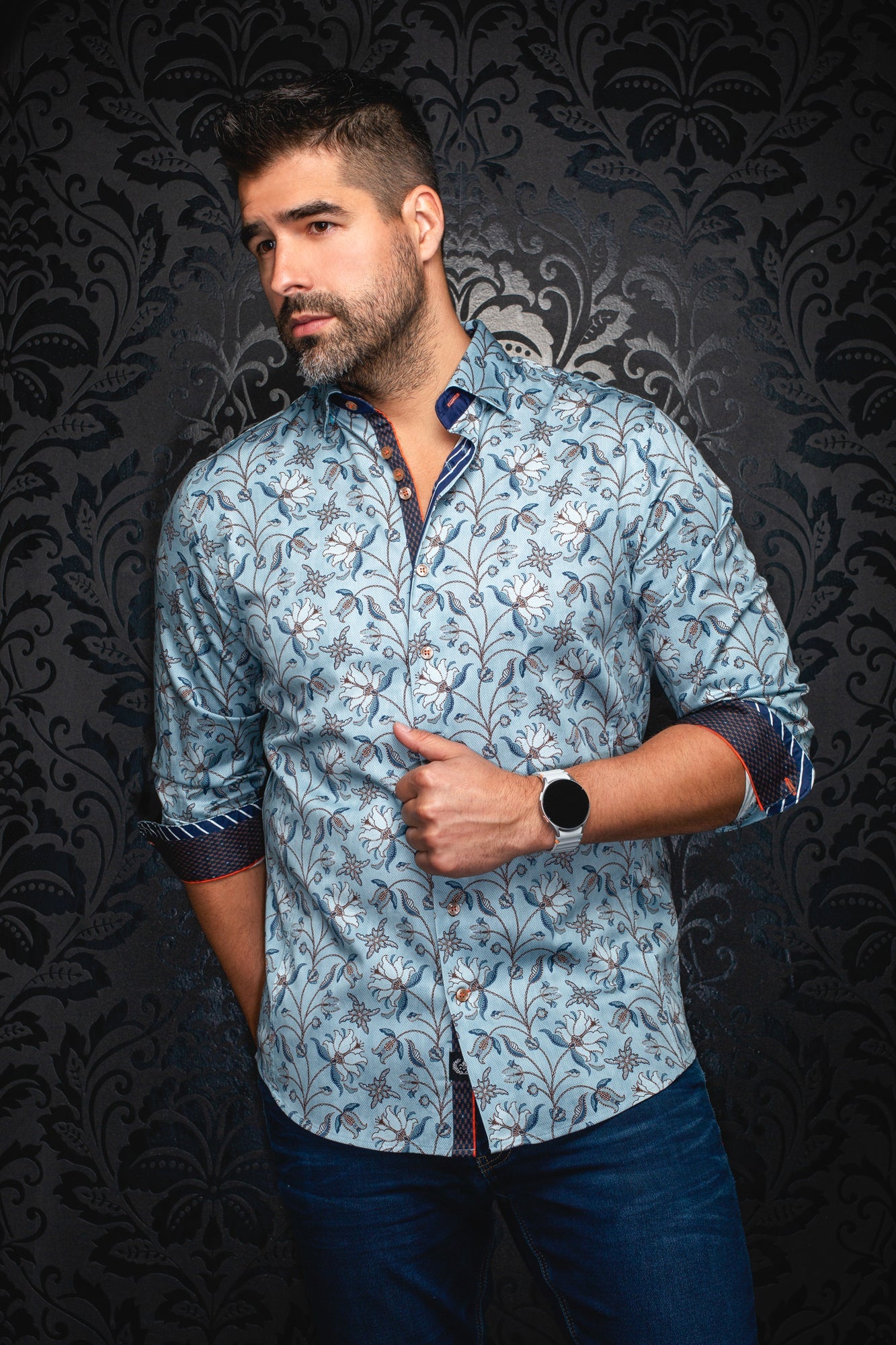 Chemise manches longues pour homme par Au Noir | HARRINGTON Bleu Acier | Machemise.ca, inventaire complet de la marque Au Noir