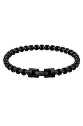 Men's black interlocking link bracelet with rectangular clasp and visible Au Noir logo, product view