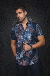 Chemise manches courtes en Knit pour homme par Au Noir | MARENGO (SS) Marine Tabac | Machemise.ca, inventaire complet de la marque Au Noir
