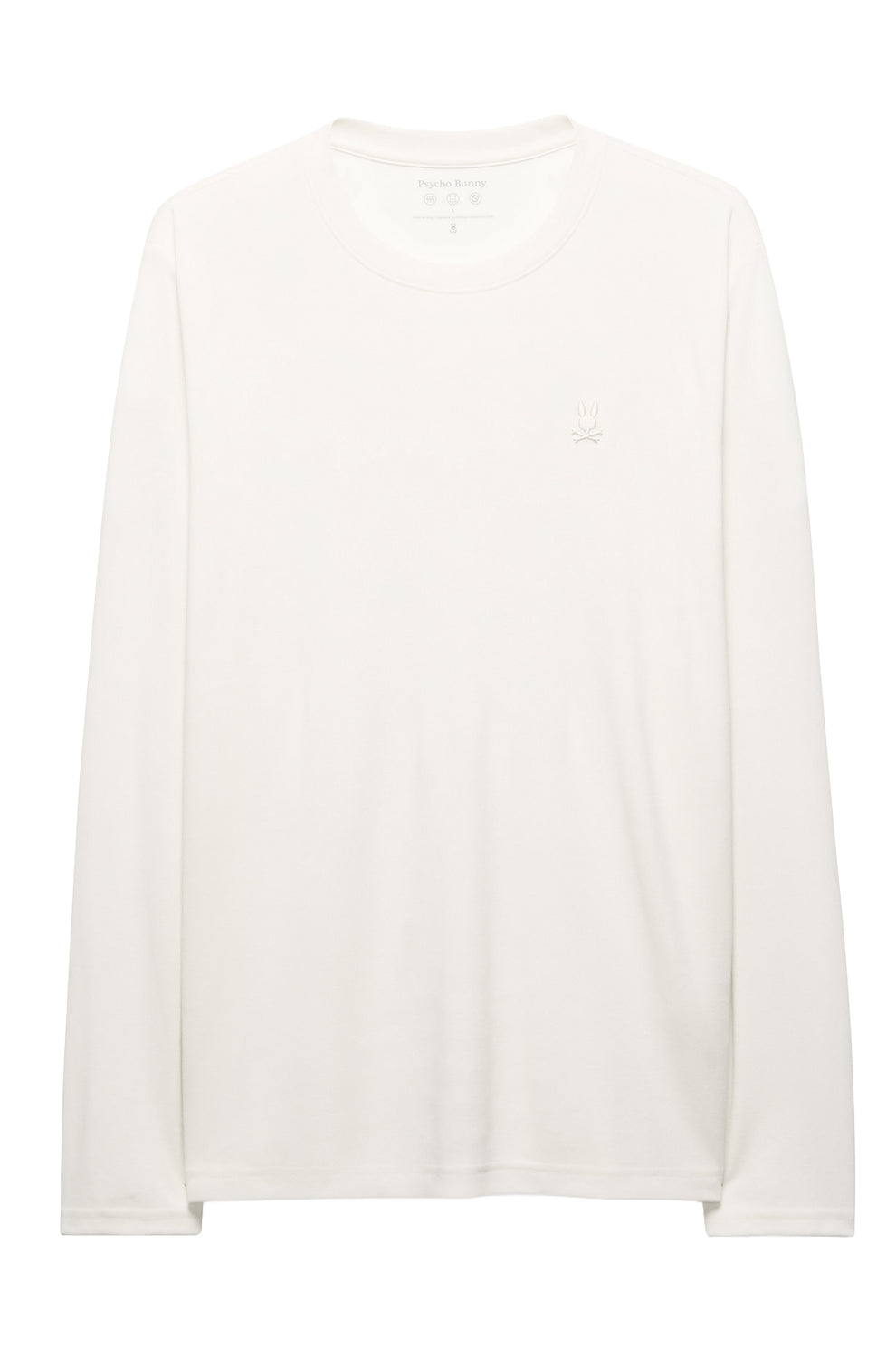 T-Shirt à manches longues blanc cassé avec petit logo ton sur ton pour homme par Psycho Bunny, vue de face