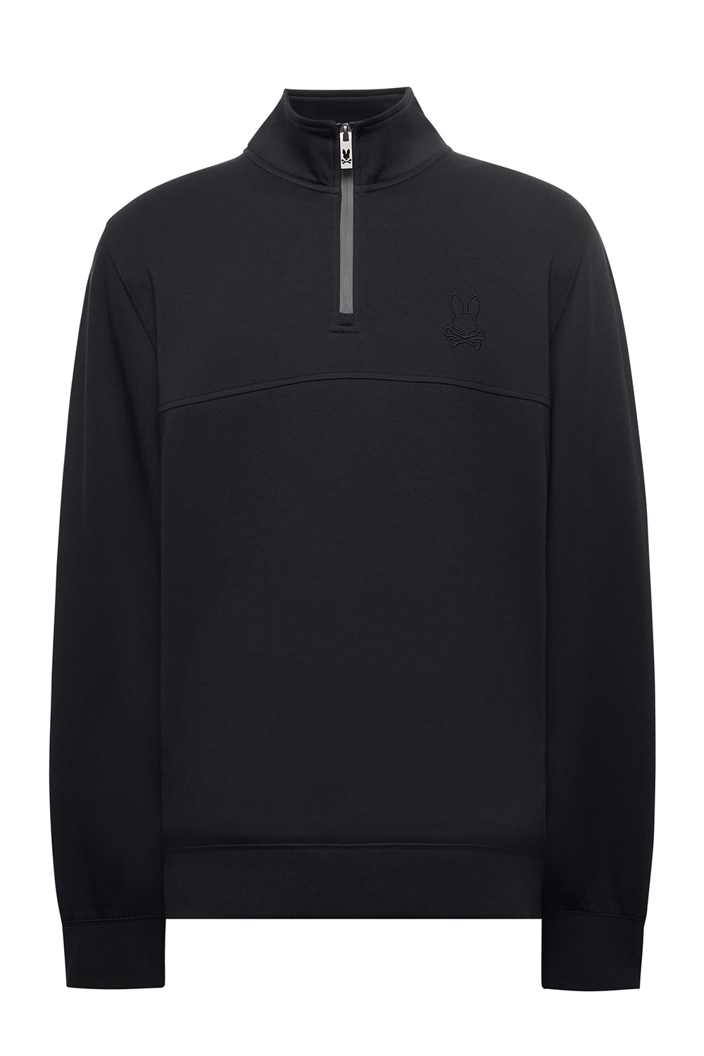 Chandail à demi-fermeture éclair molletonné noir à manches longues pour homme par Psycho Bunny, vue produit