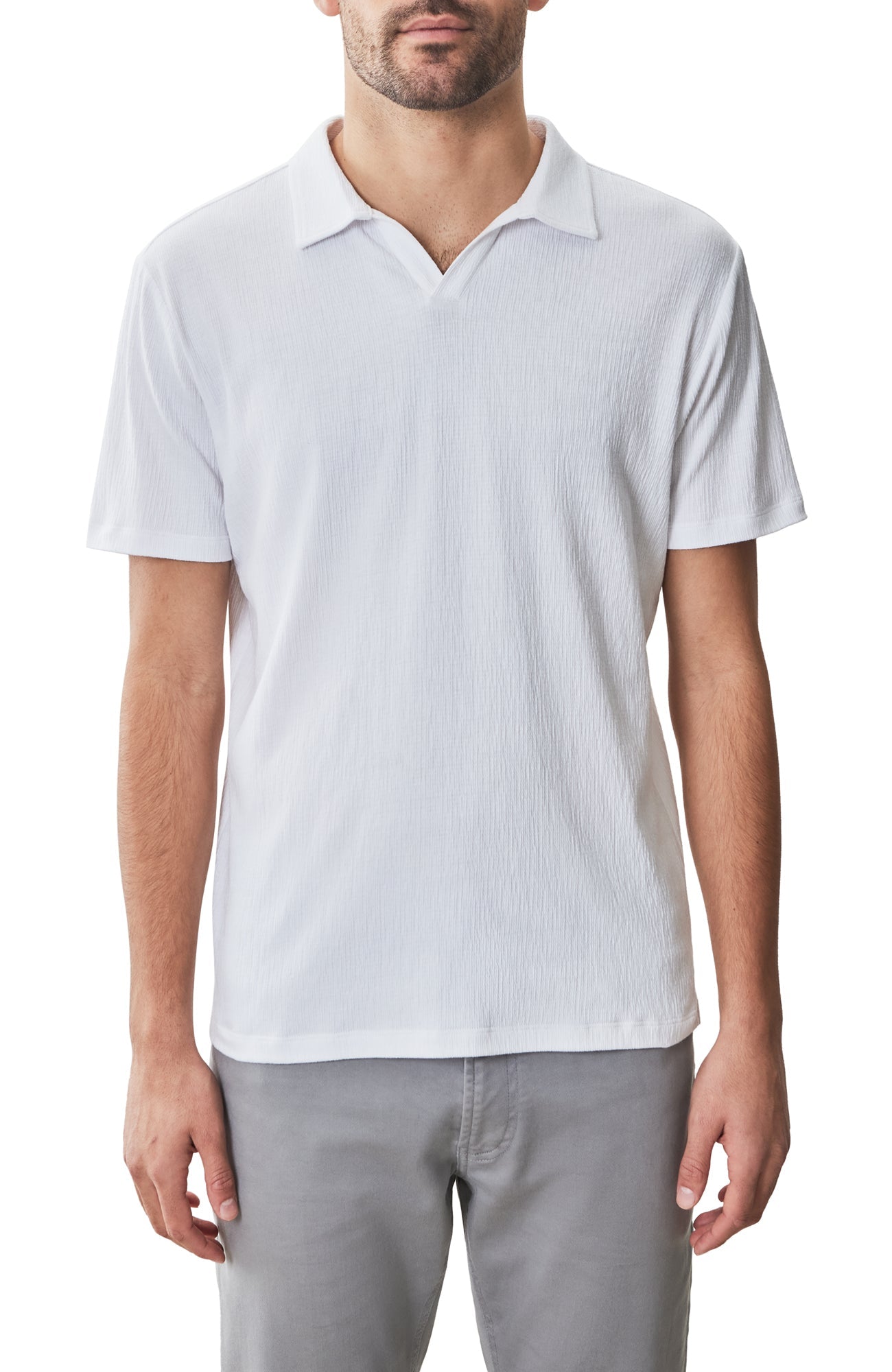 Polo à col ouvert pour homme par Robert Barakett | RB31074 Basil Road Blanc | Machemise.ca, vêtements mode pour hommes