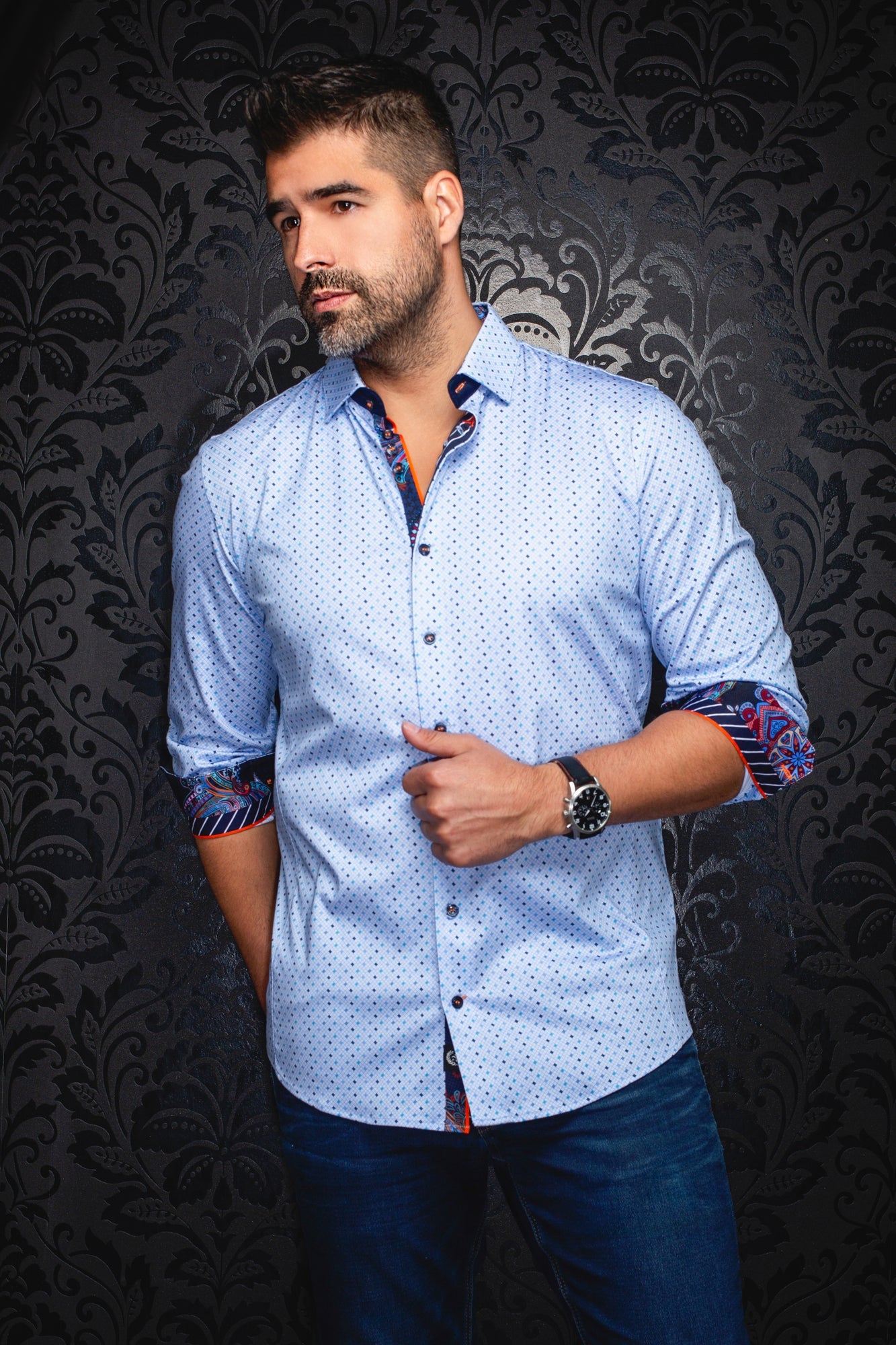 Chemise manches longues en Knit pour homme par Au Noir | OPTIMUS Bleu Clair | Machemise.ca, inventaire complet de la marque Au Noir