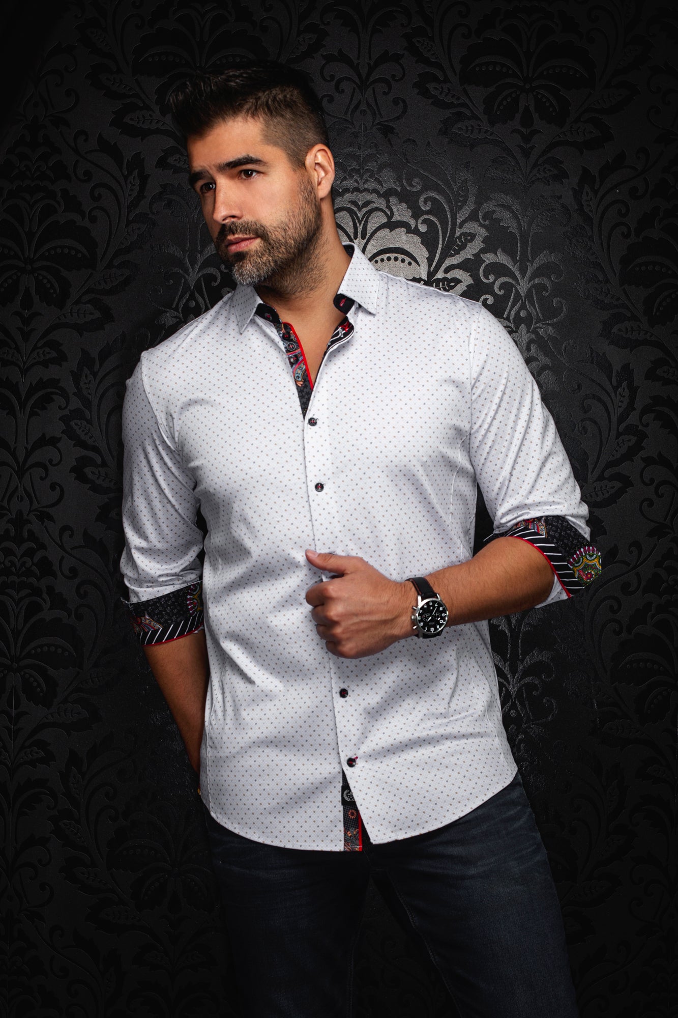 Chemise manches longues en Knit pour homme par Au Noir | OPTIMUS Blanc Or | Machemise.ca, inventaire complet de la marque Au Noir
