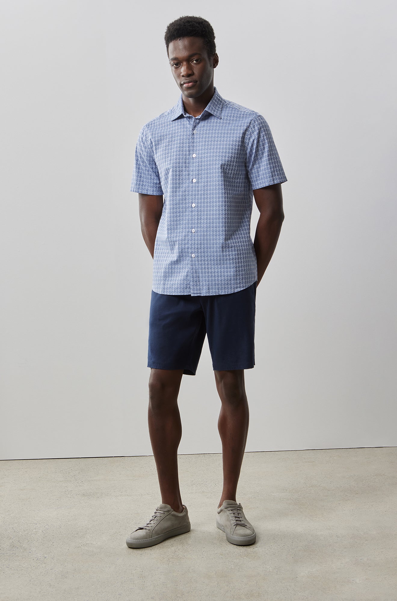 Chemise tissée à manches courtes pour homme par Robert Barakett | RB41038 Dearborn Bleu | Machemise.ca, vêtements mode pour hommes