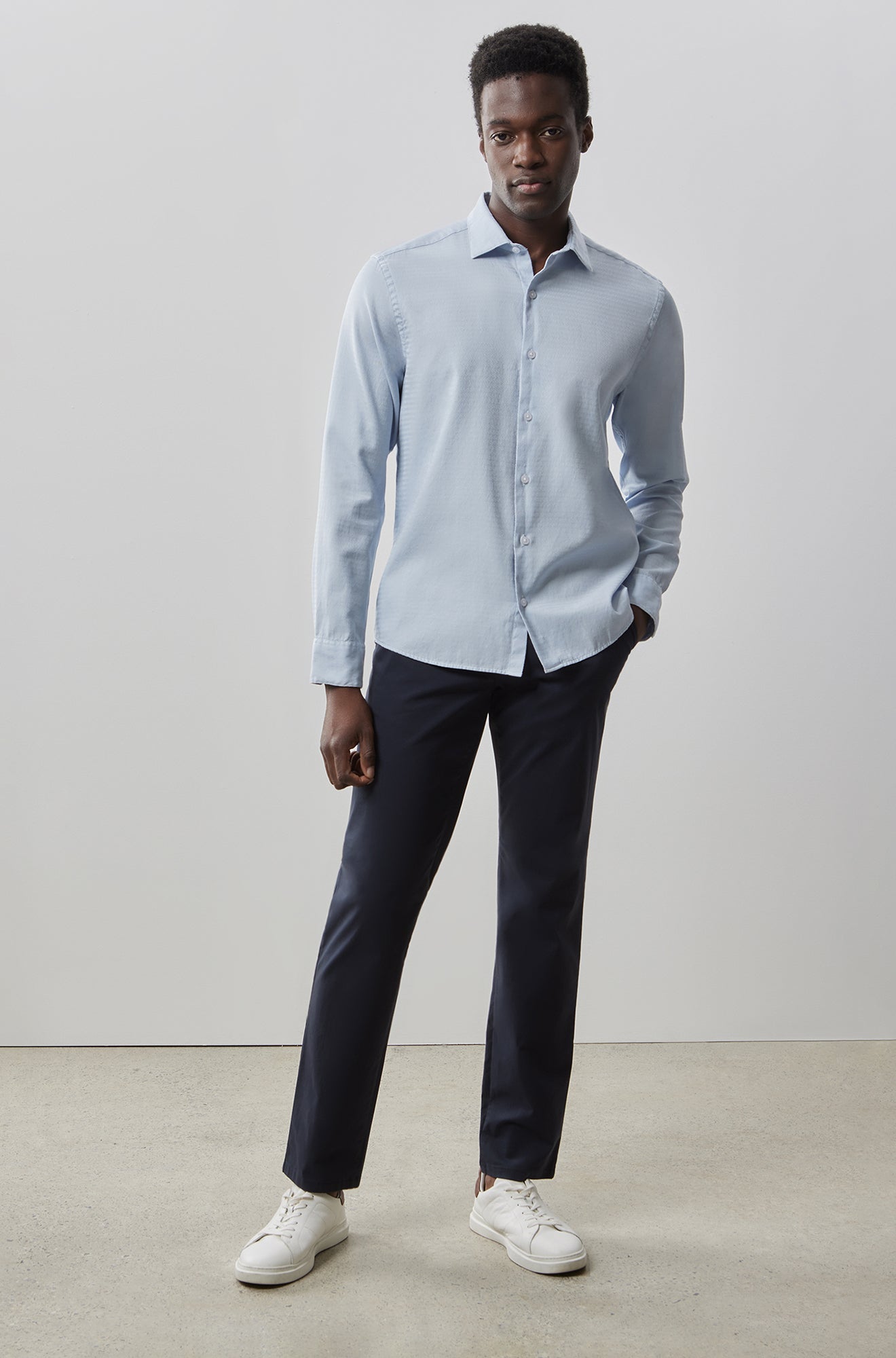Chemise tissée à manches longues pour homme par Robert Barakett | RB41152 Colter Bleu Clair | Machemise.ca, vêtements mode pour hommes
