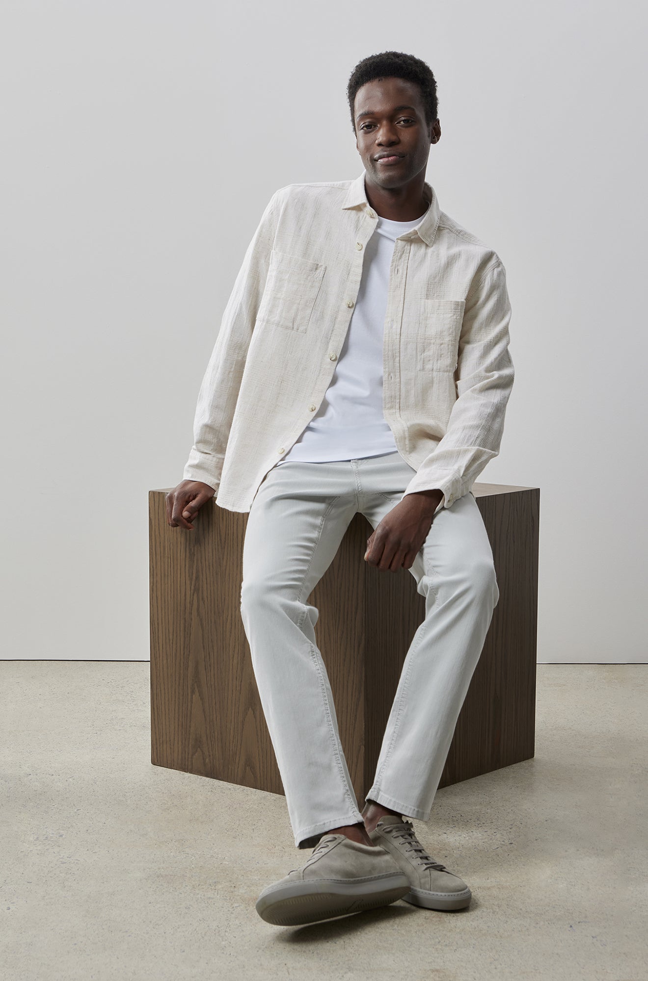 Chemise tissée à manches longues pour homme par Robert Barakett | RB41161 Sunset Crème | Machemise.ca, vêtements mode pour hommes