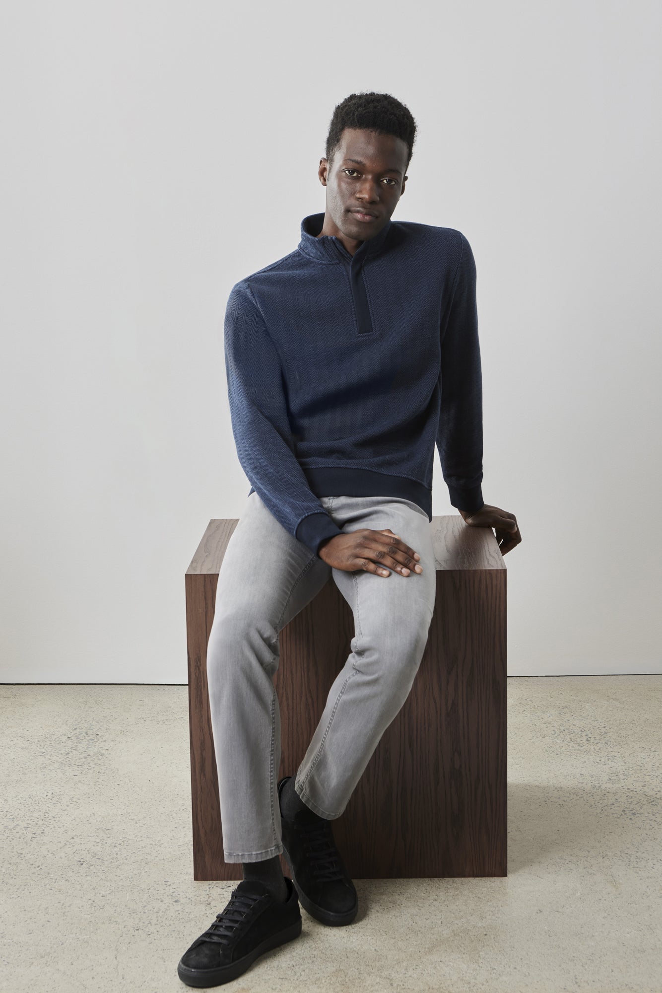 Chandail avec demi-zip pour homme par Robert Barakett | RB41459 Parkview Bleu Marine | Machemise.ca, vêtements mode pour hommes