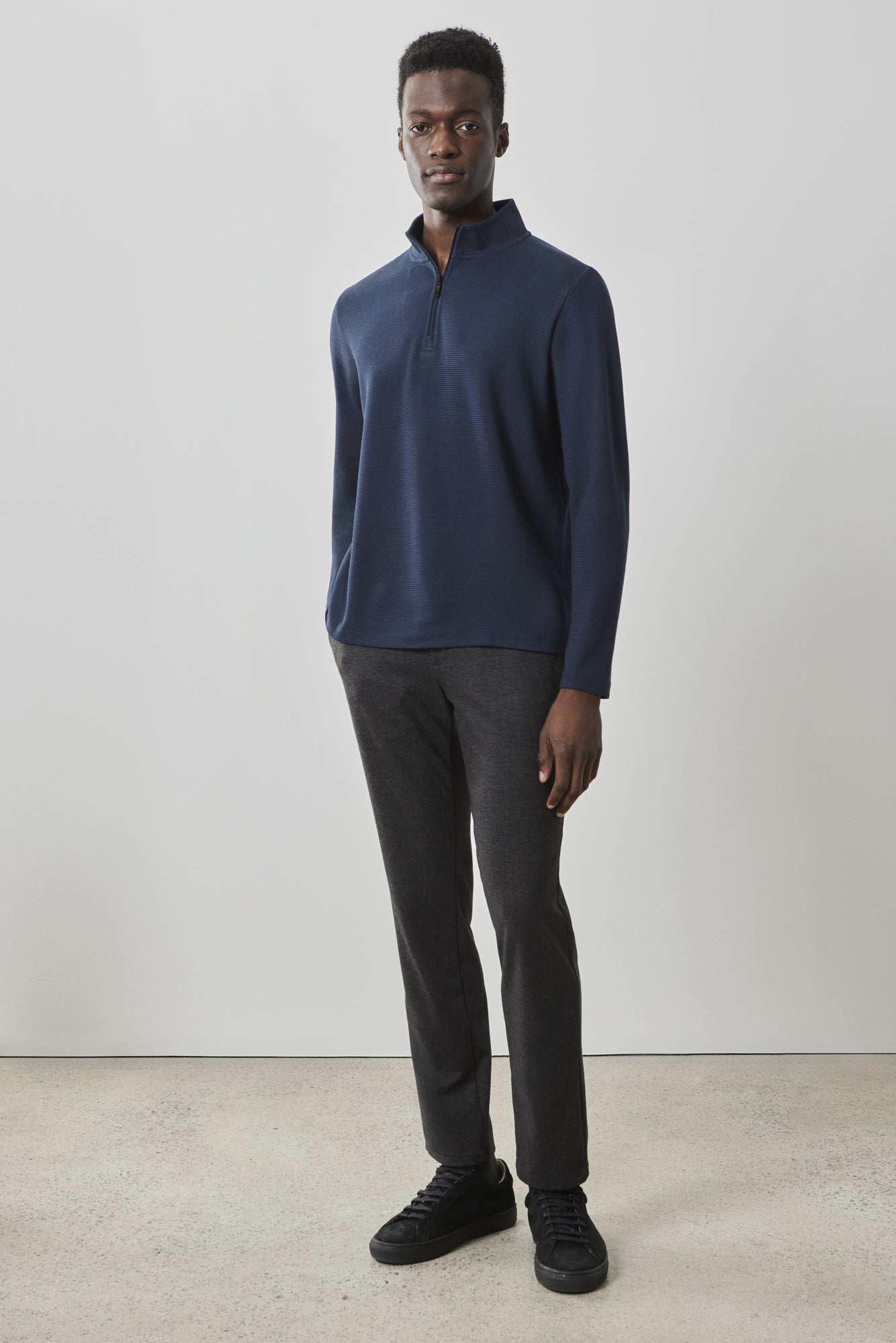Chandail manches longues avec zip pour homme par Robert Barakett | Karuna RB41462 Bleu Marine | Boutique Vvög, vêtements mode pour homme et femme