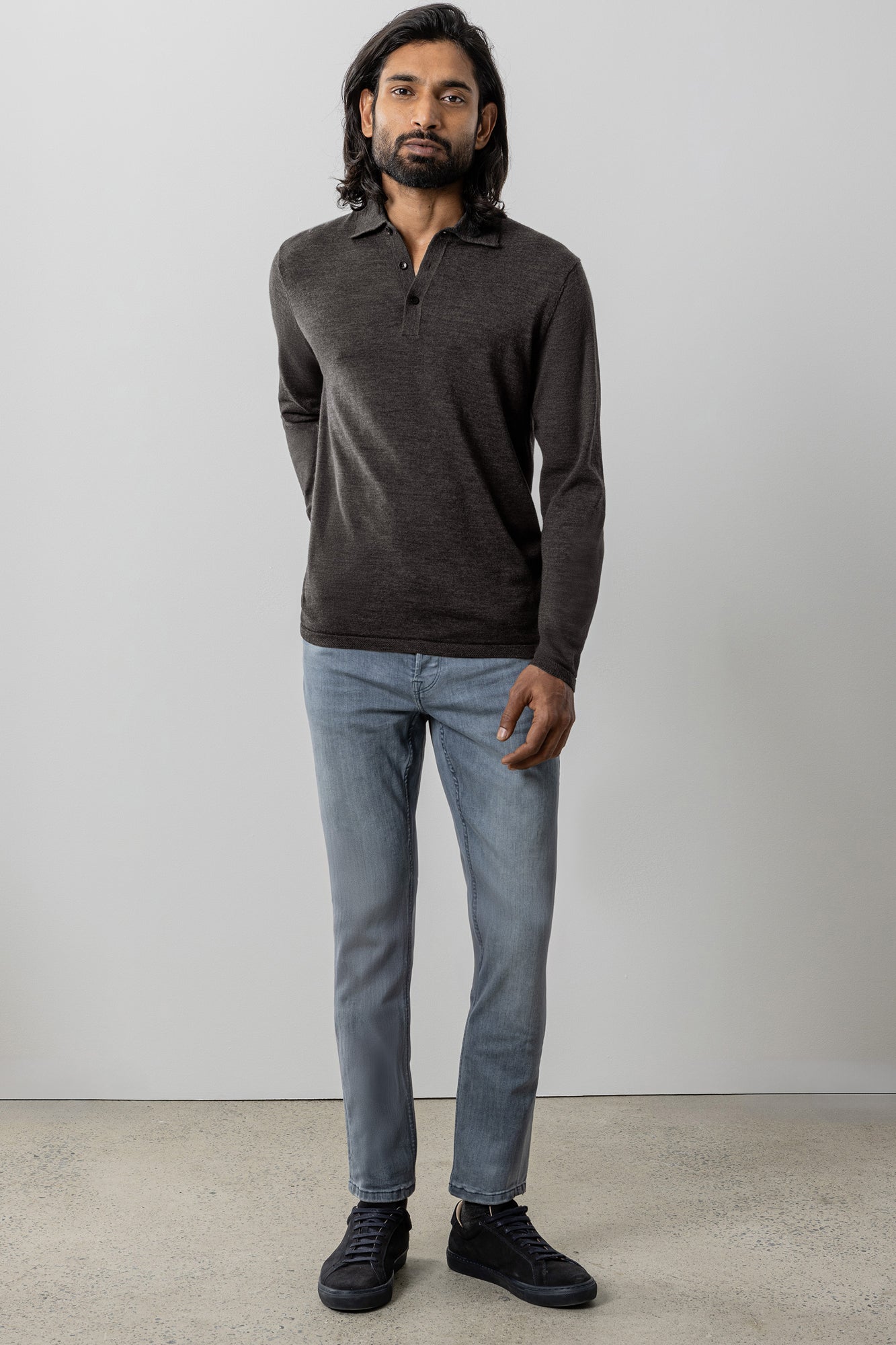 Polo à manches longues pour homme par Robert Barakett | RB41550 Roman Marron | Machemise.ca, vêtements mode pour hommes