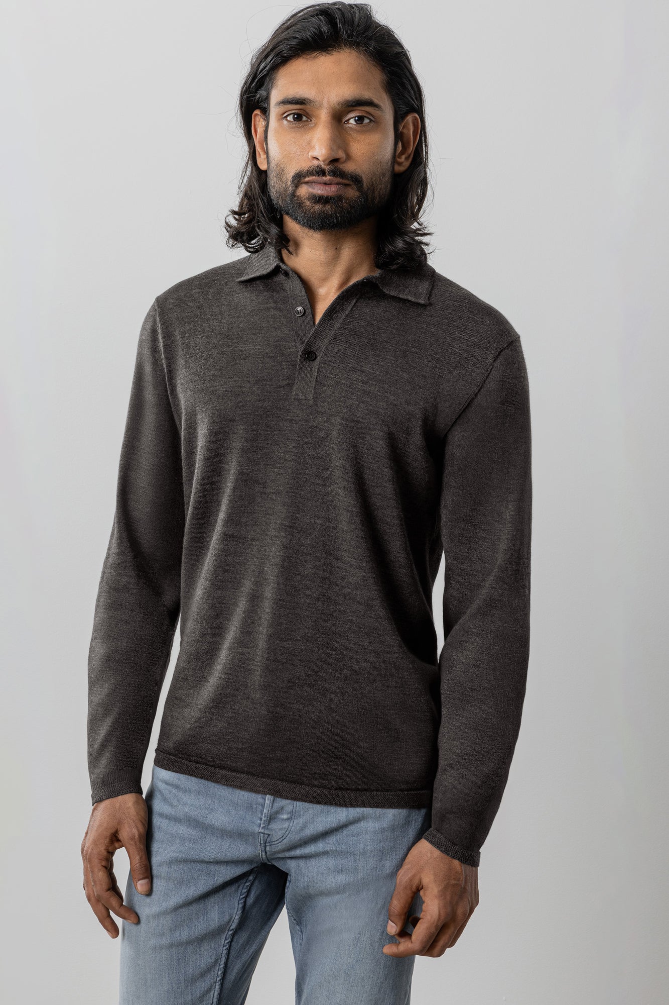 Polo à manches longues pour homme par Robert Barakett | RB41550 Roman Marron | Machemise.ca, vêtements mode pour hommes