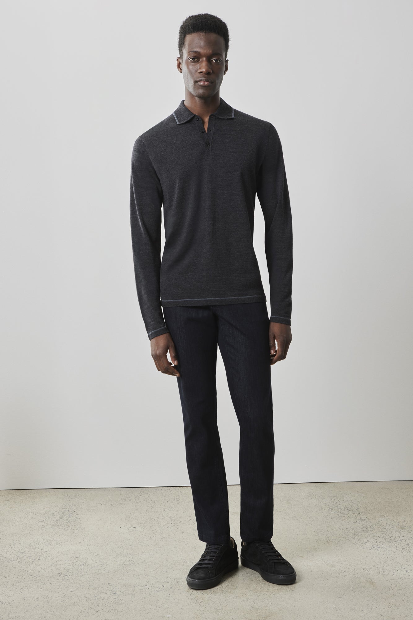 Polo à manches longues pour homme par Robert Barakett | RB41550 Roman Anthracite | Machemise.ca, vêtements mode pour hommes