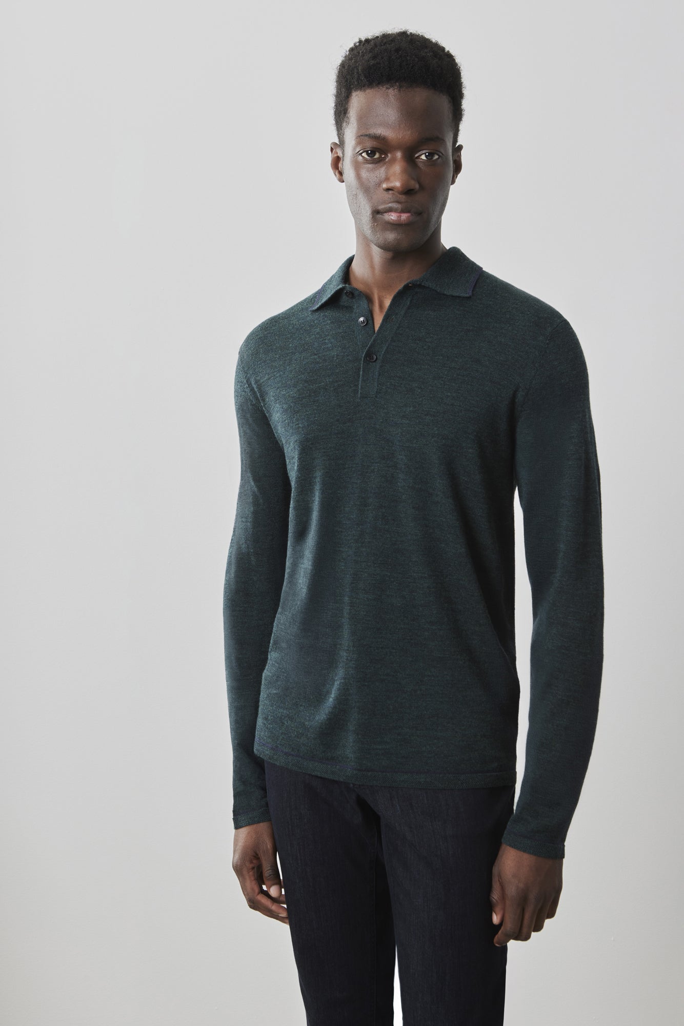 Polo à manches longues pour homme par Robert Barakett | RB41550 Roman Vert Foncé | Machemise.ca, vêtements mode pour hommes