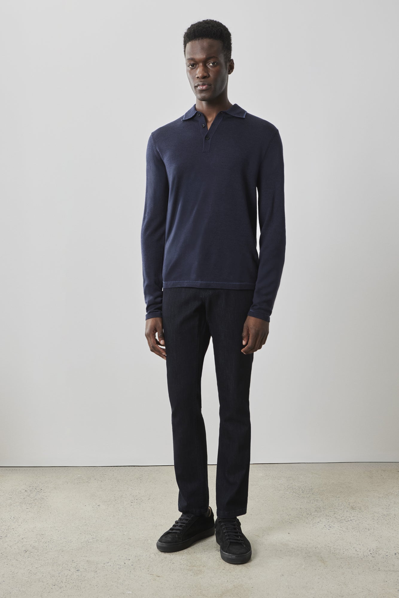 Polo à manches longues pour homme par Robert Barakett | RB41550 Roman Bleu Marine | Machemise.ca, vêtements mode pour hommes