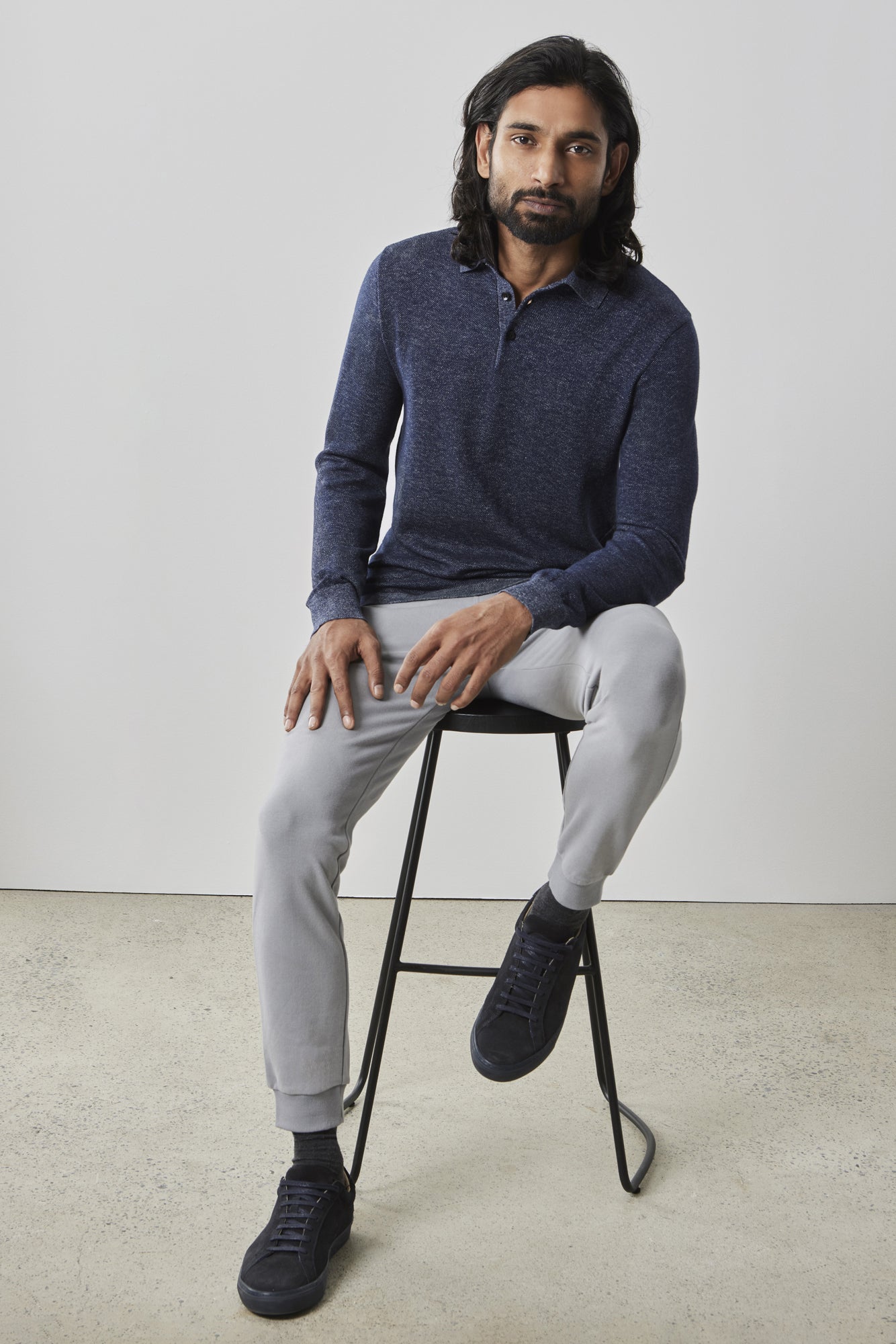 Polo à manches longues pour homme par Robert Barakett | RB41557 Fielder Bleu Marine | Machemise.ca, vêtements mode pour hommes