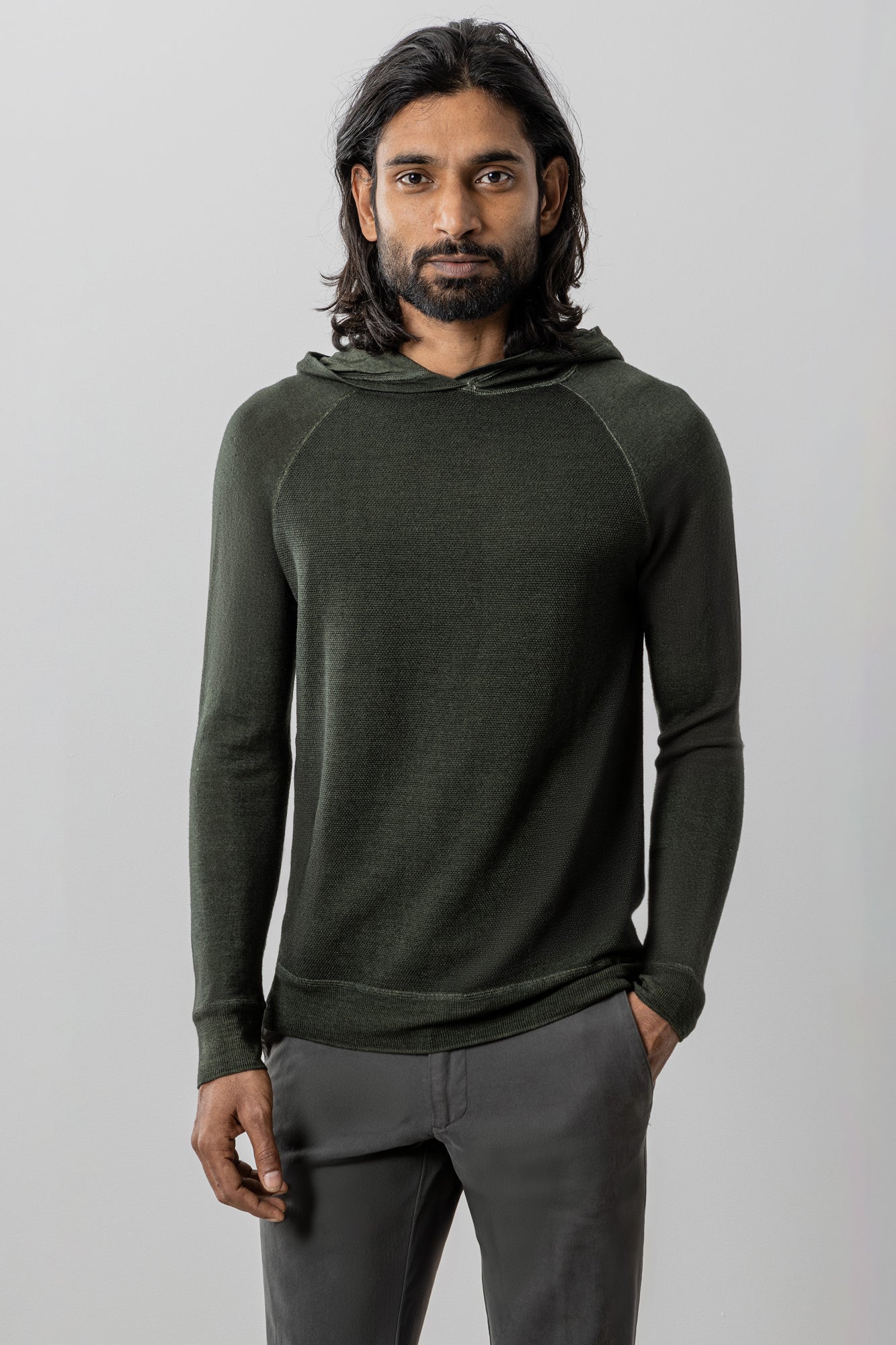Chandail manches longues avec capuchon pour homme par Robert Barakett | Newbury RB41559 Olive | Boutique Vvög, vêtements mode pour homme et femme