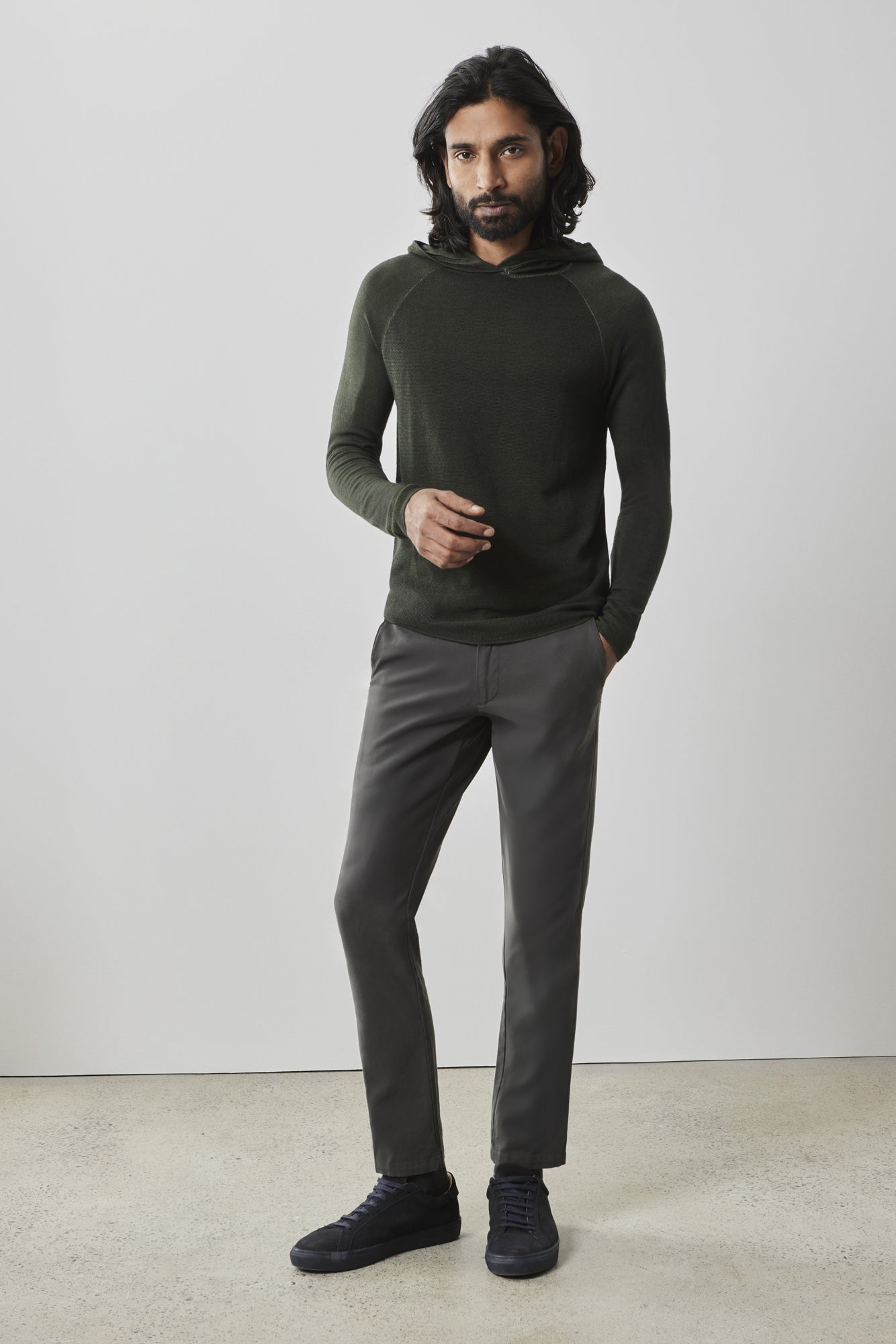 Chandail manches longues avec capuchon pour homme par Robert Barakett | Newbury RB41559 Olive | Boutique Vvög, vêtements mode pour homme et femme