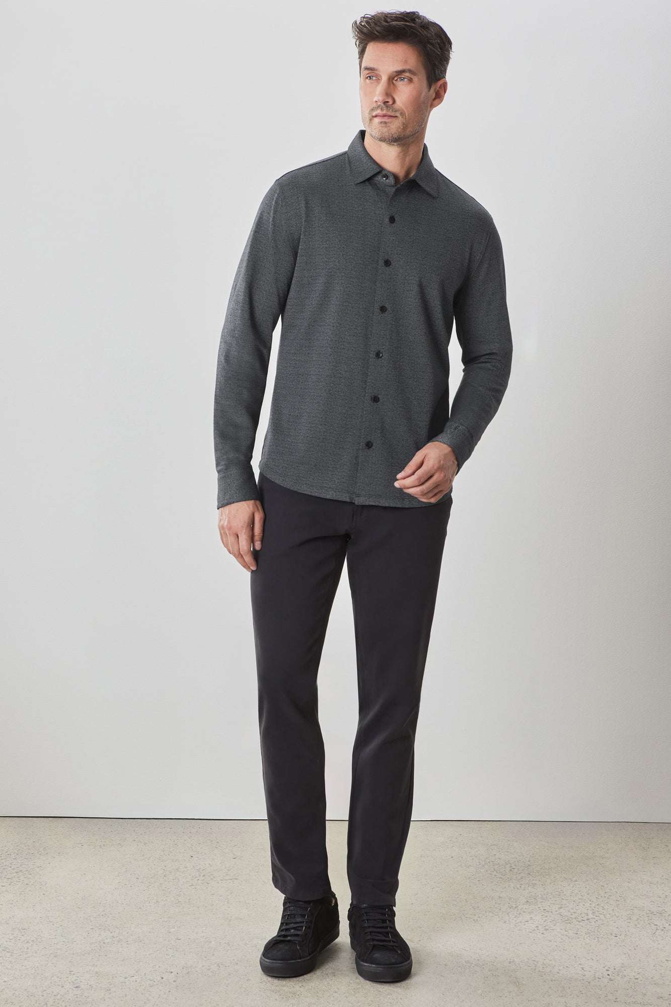 Chemise en tricot à manches longues pour homme par Robert Barakett | RB42011 Roscoe Gris | Machemise.ca, vêtements mode pour hommes