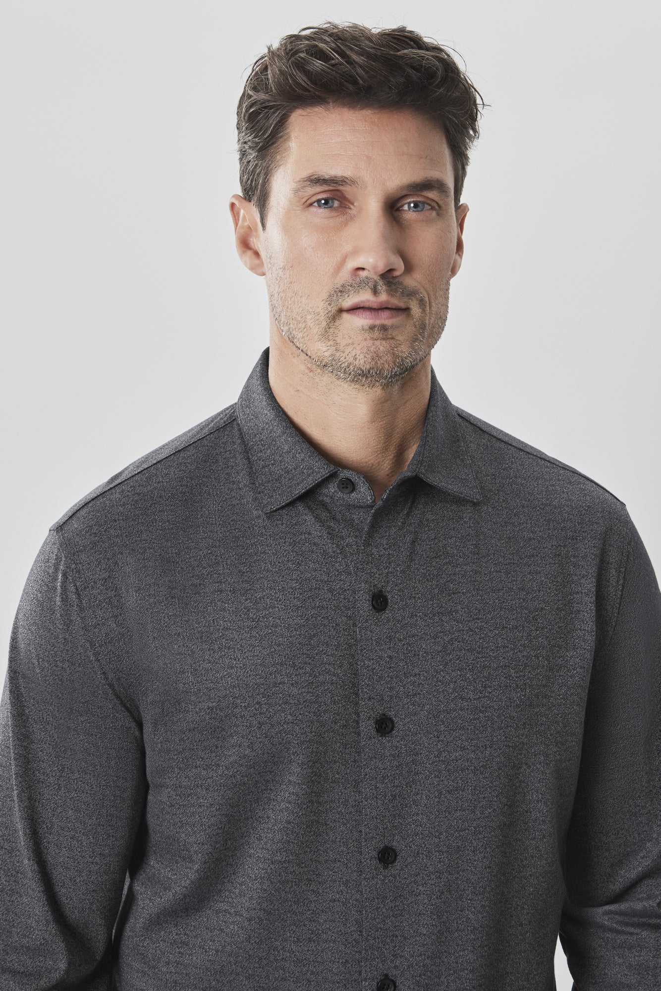 Chemise en tricot à manches longues pour homme par Robert Barakett | RB42011 Roscoe Gris | Machemise.ca, vêtements mode pour hommes