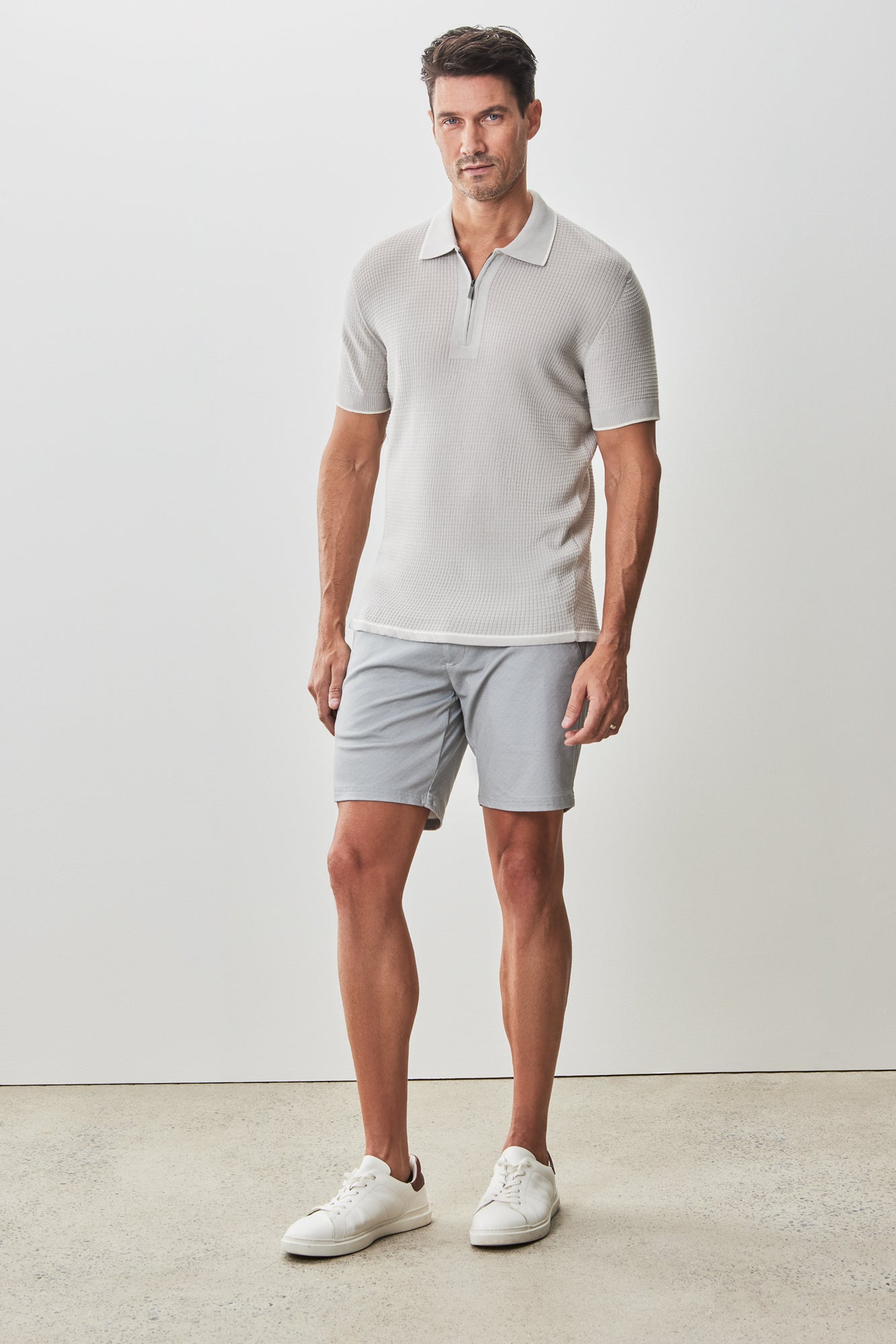Polo avec zipper pour homme par Robert Barakett | RB51209 Denton Gris Pâle | Machemise.ca, vêtements mode pour hommes