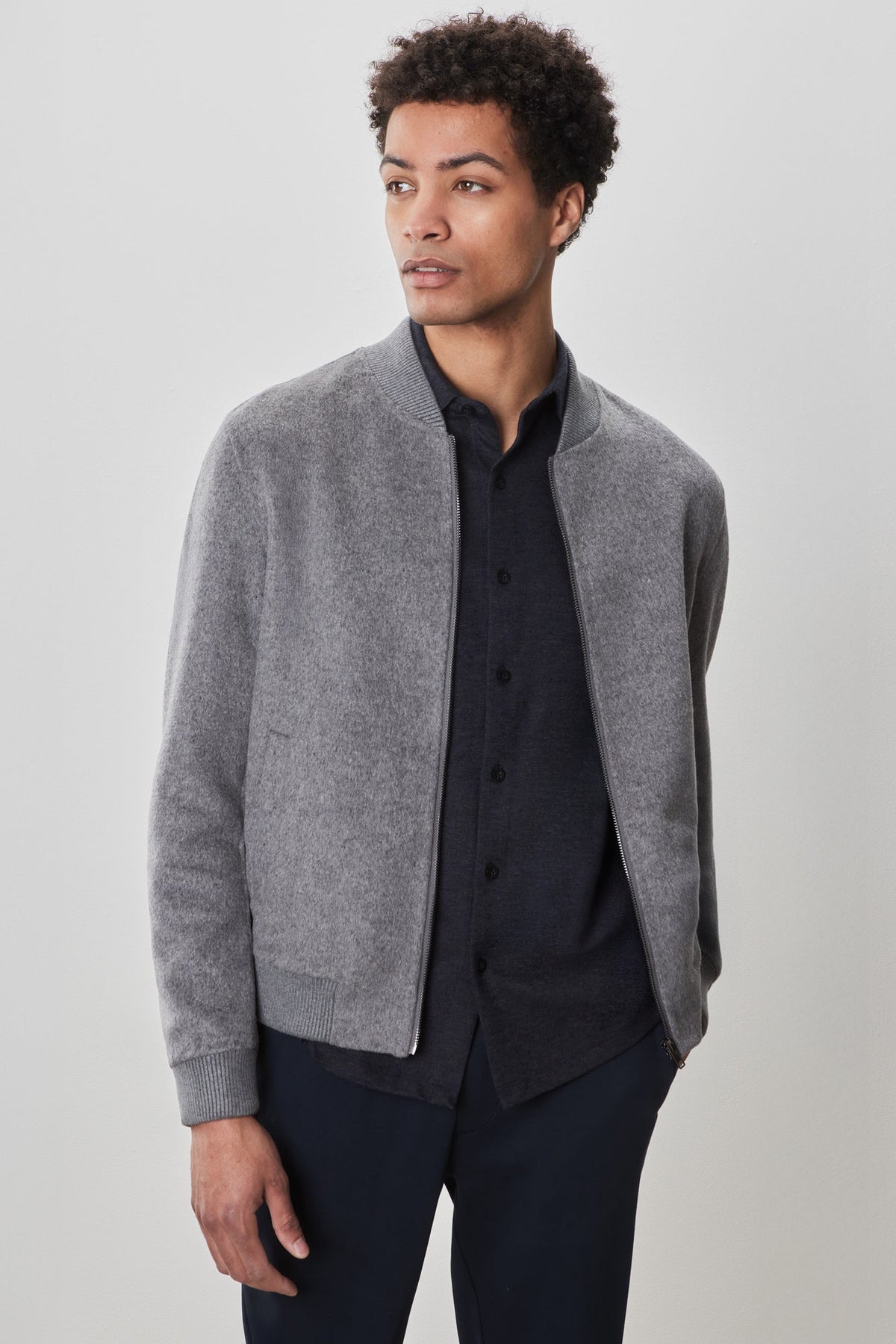 Veste à col baseball pour homme par Robert Barakett | Jake RB52599 Gris Clair | Machemise.ca, vêtements mode pour hommes