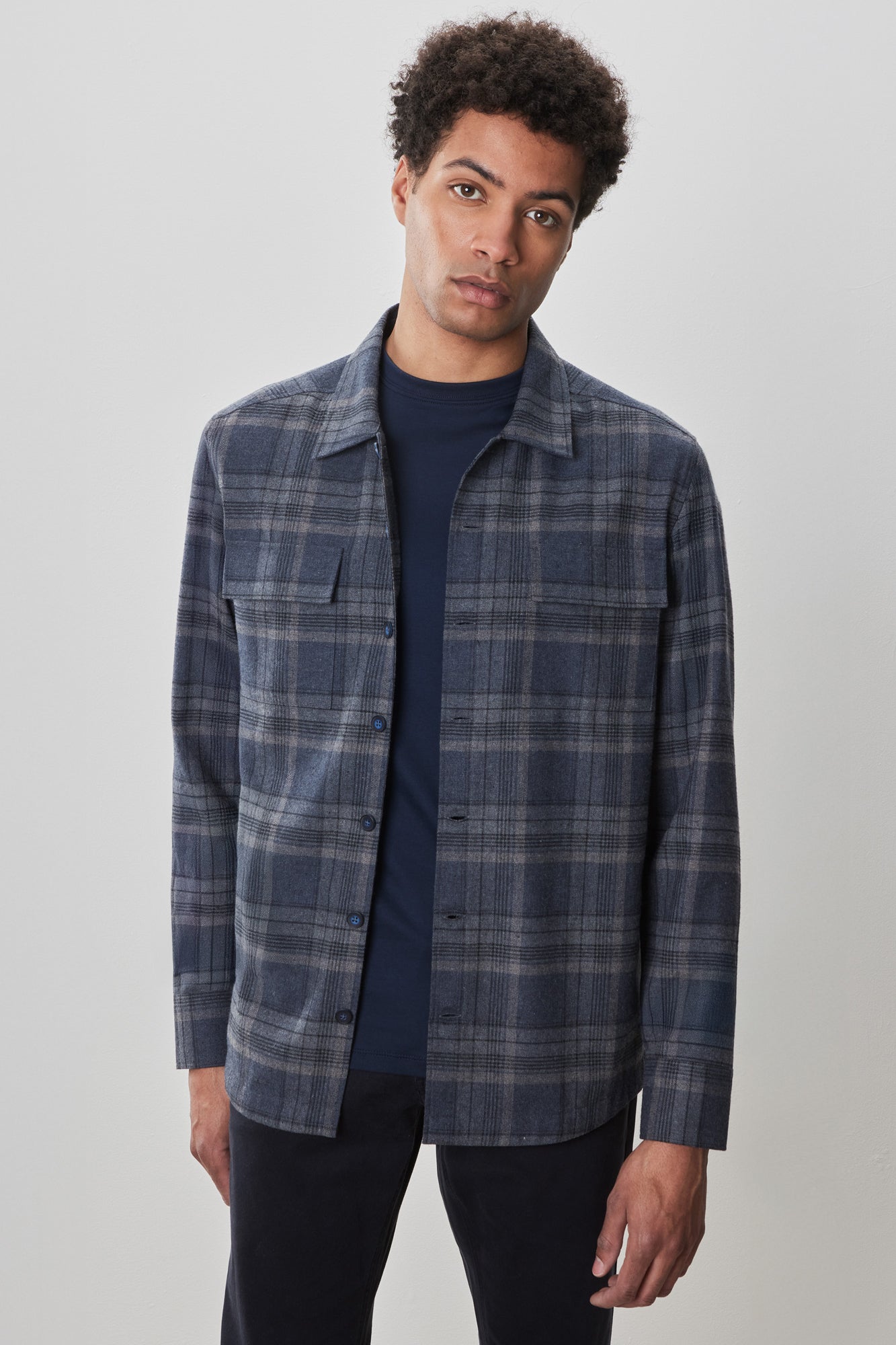 Surchemise tissée à manches longues pour homme par Robert Barakett | Dax RB52605 Bleu | Machemise.ca, vêtements mode pour hommes