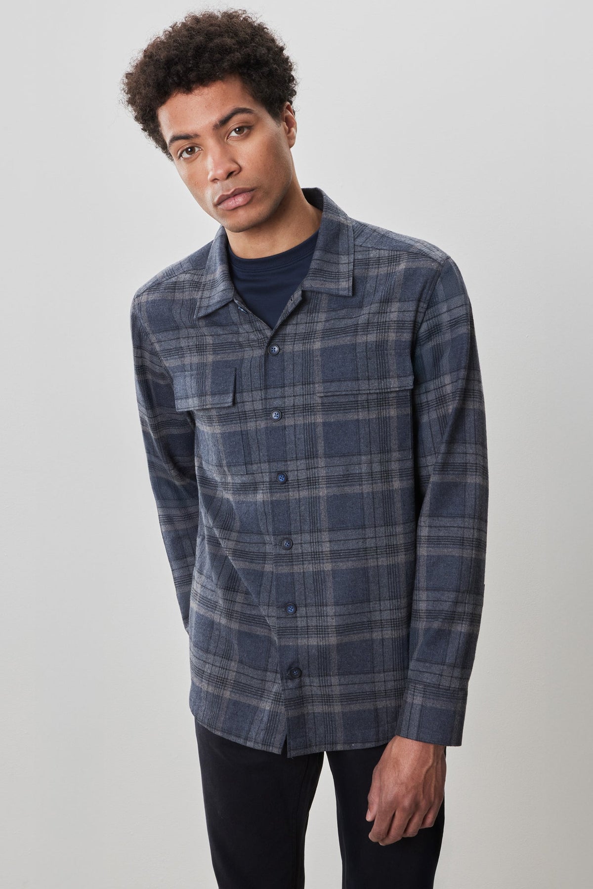 Surchemise tissée à manches longues pour homme par Robert Barakett | Dax RB52605 Bleu | Machemise.ca, vêtements mode pour hommes