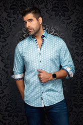 Chemise manches longues en coton extensible pour homme par Au Noir | SKYDALE Bleu | Machemise.ca, inventaire complet de la marque Au Noir