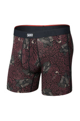 Vue produit avant d’un sous-vêtement bourgogne imprimé, motif animal floral et taille noire SAXX pour homme