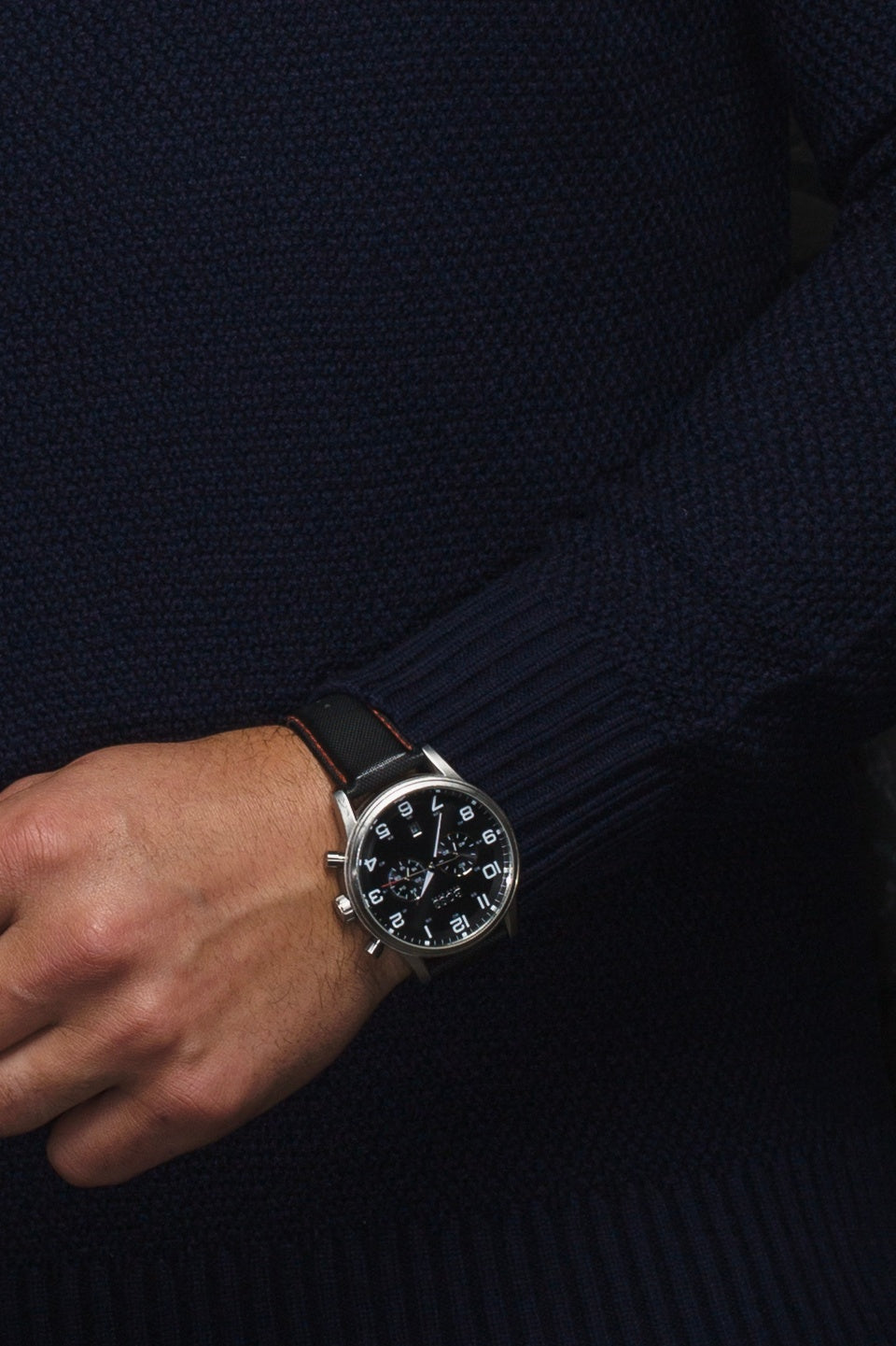 Chandail zip 1/4 en laine mérino pour homme par Au Noir | VOGAR Bleu Marine | Machemise.ca, inventaire complet de la marque Au Noir