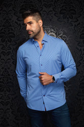 Chemise en nylon pour homme par Au Noir | VOLTA Bleu | Machemise.ca, inventaire complet de la marque Au Noir