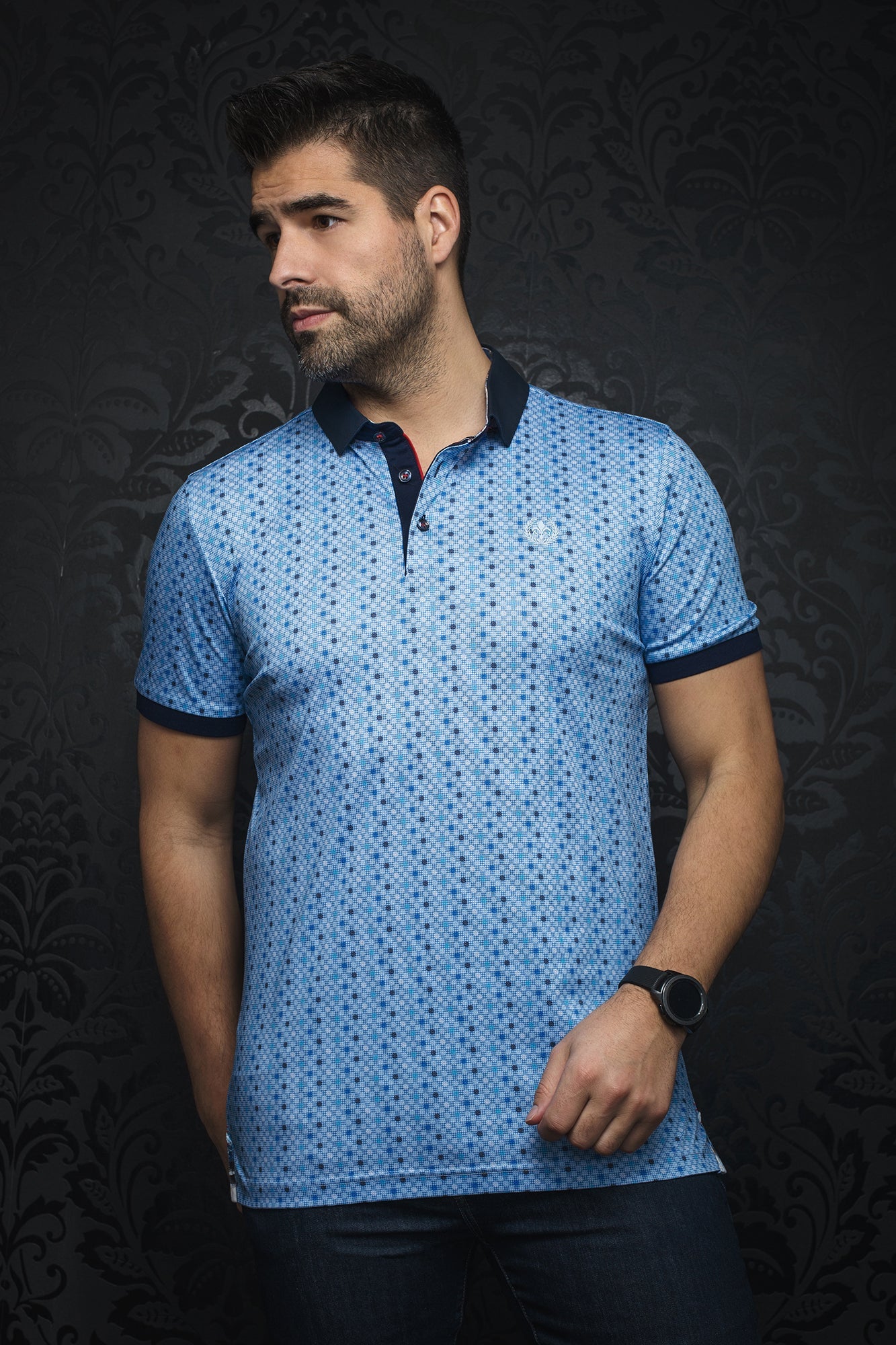 Polo pour homme par Au Noir | BATTISTA LT-BLUE | Machemise.ca, inventaire complet de la marque Au Noir
