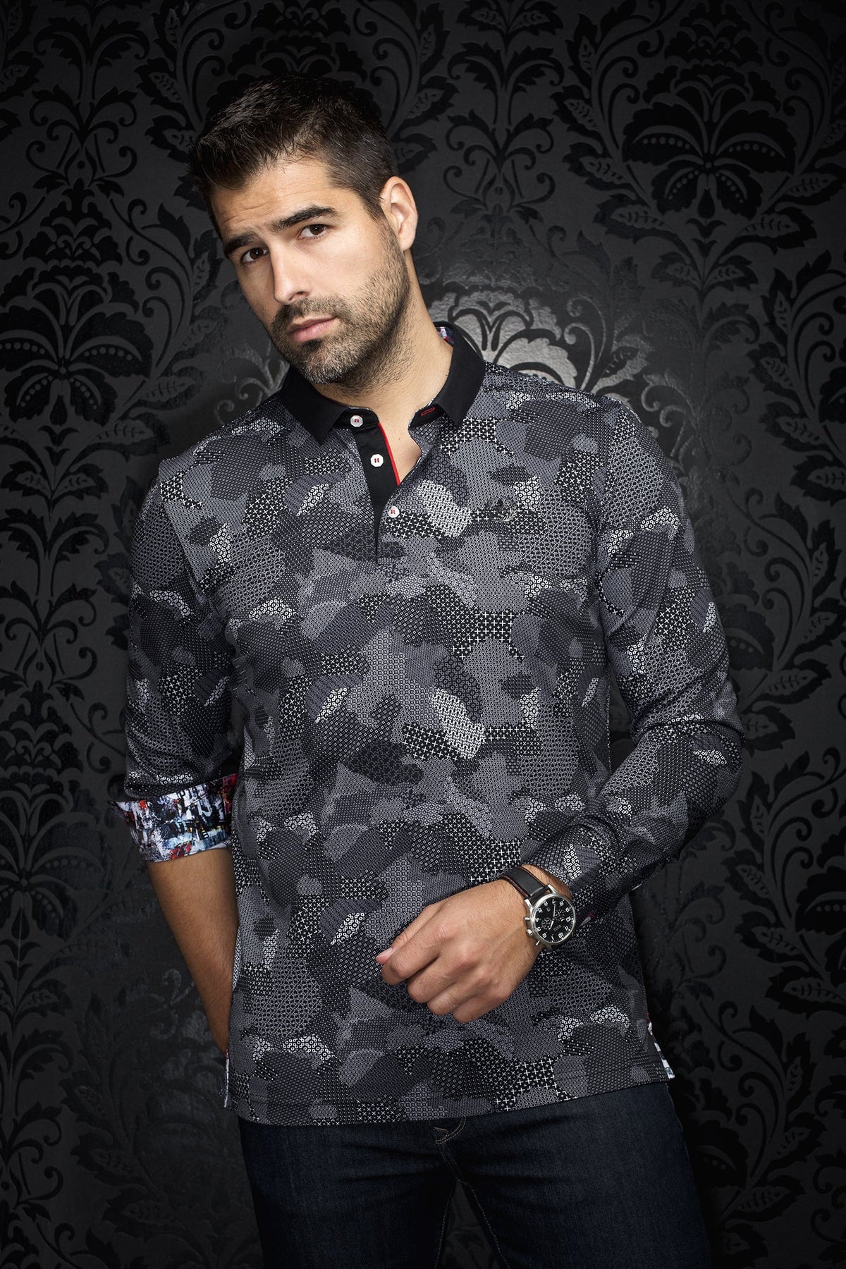 Polo manches longues pour homme par Au Noir | FRONTENAC Noir | Machemise.ca, inventaire complet de la marque Au Noir