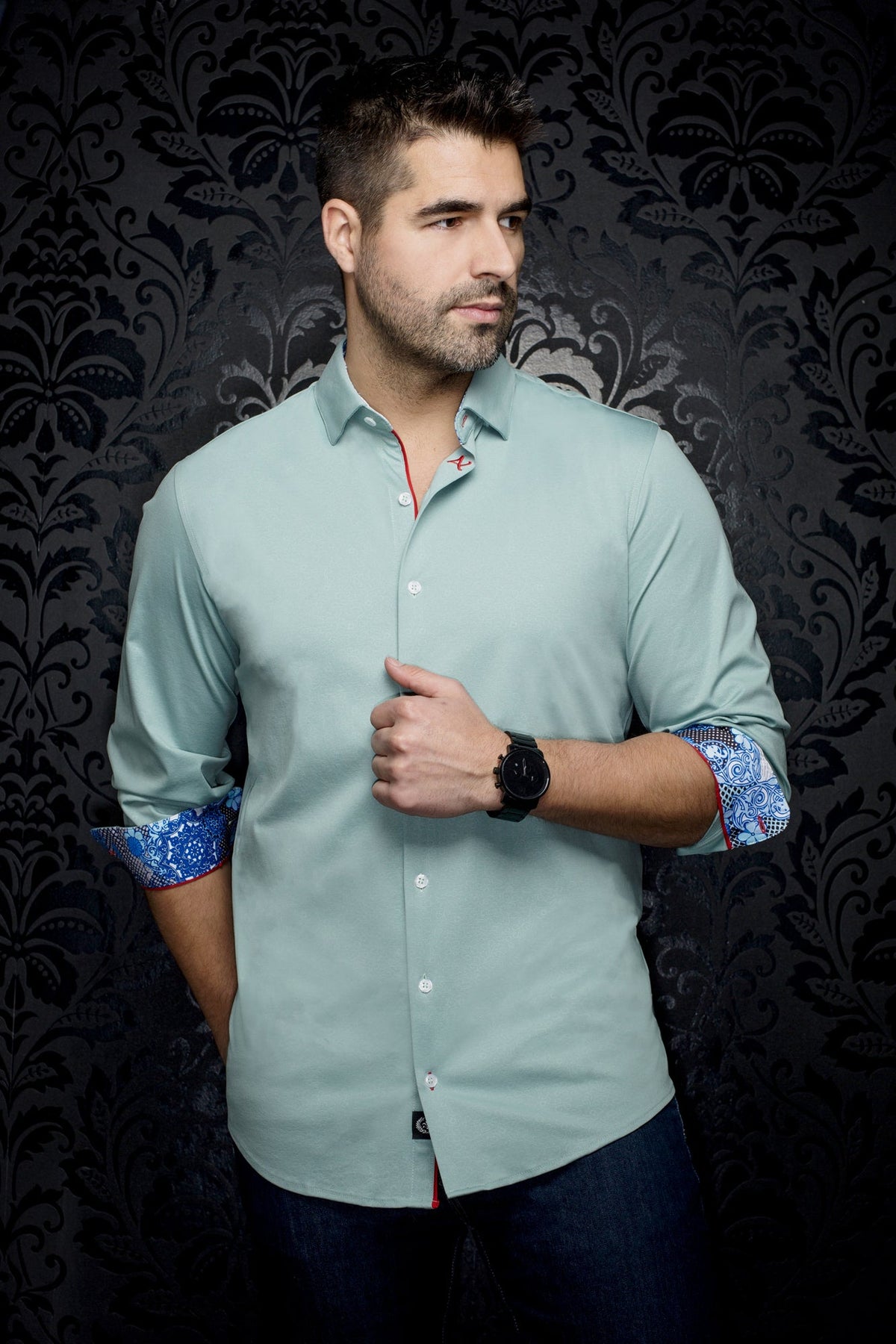 Chemise manches longues en Knit pour homme par Au Noir | ROSMARINO Vert | Machemise.ca, inventaire complet de la marque Au Noir