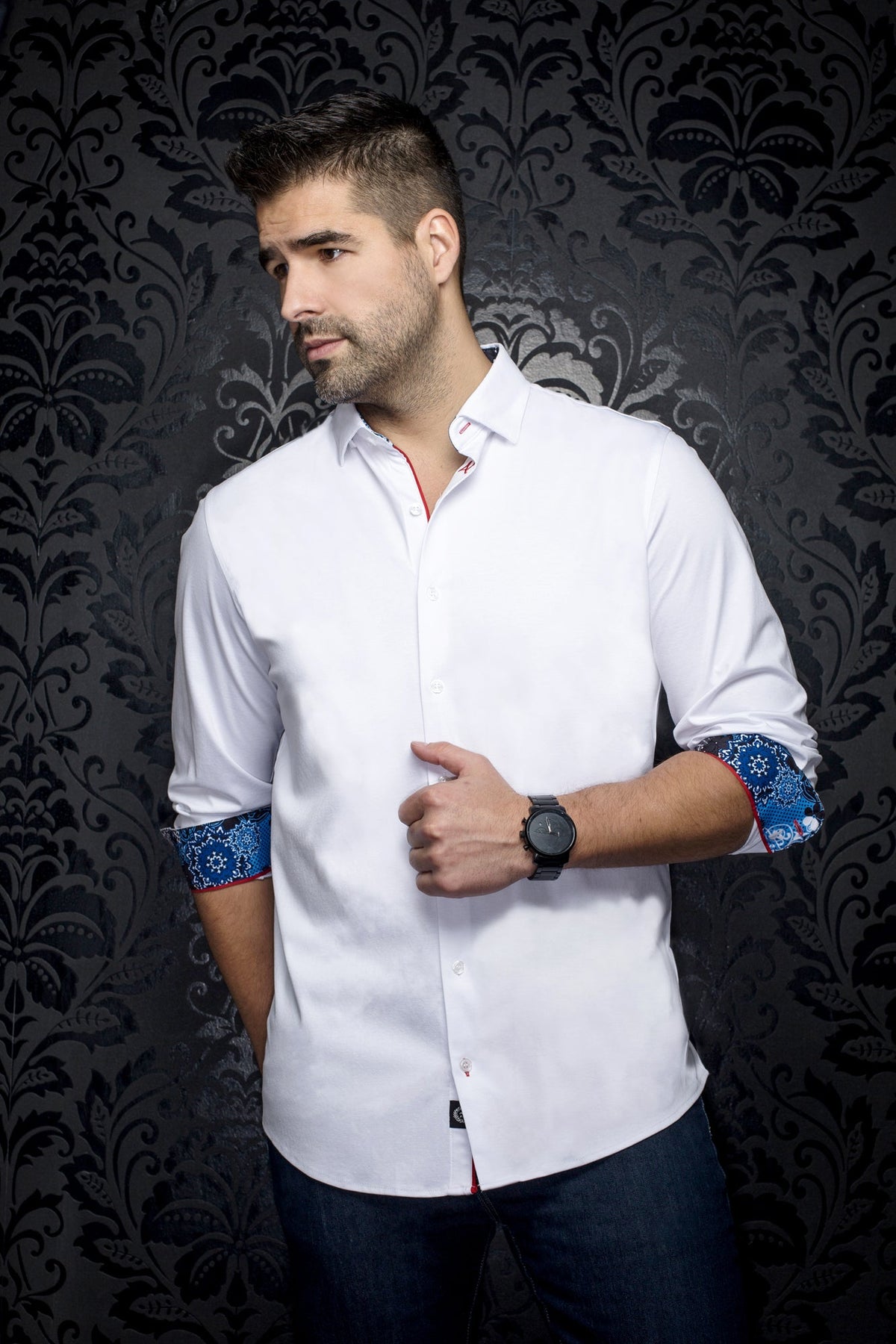 Chemise manches longues en Knit pour homme par Au Noir | ROSMARINO Blanc | Machemise.ca, inventaire complet de la marque Au Noir