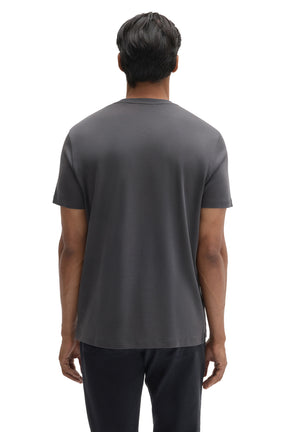 Robert Barakett men's charcoal gray short sleeve crewneck T-Shirt with shoulder seams and straight hem shown from the back