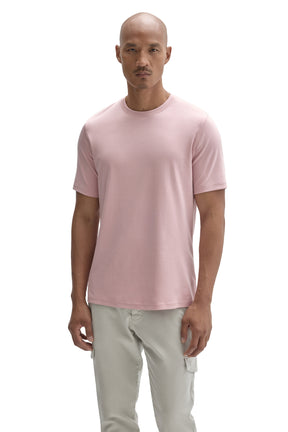 Front view of men's light pink short sleeve crewneck T-Shirt with straight hem and plain chest by Robert Barakett