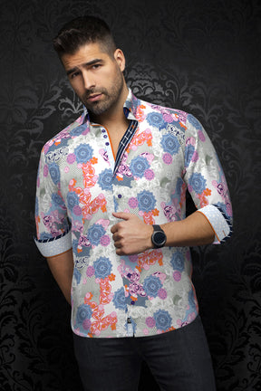 Chemise manches longues en Knit pour homme par Au Noir | ALBORI Blanc Multi | Machemise, inventaire complet de la marque Au Noir