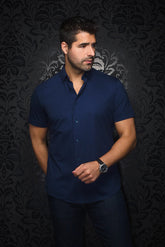 Knit short sleeve shirt for men by Au Noir | ALEX (SS) SLD Navy | Menshirt.com, complete inventory of the Au Noir brand