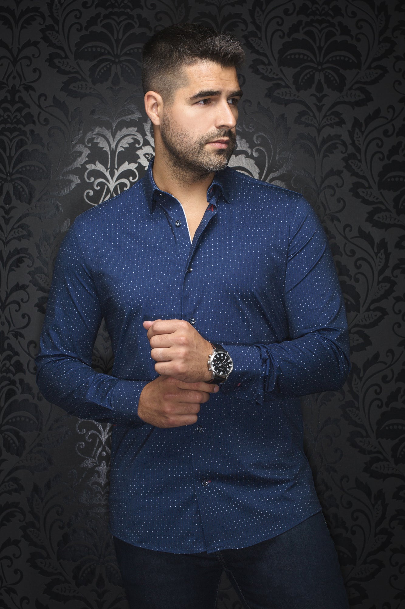 Chemise manches longues en Knit pour homme par Au Noir | ALEXANDER NDL Marine | Machemise, inventaire complet de la marque Au Noir