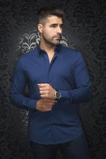 Chemise manches longues en Knit pour homme par Au Noir | ALEXANDER NDL Marine | Machemise, inventaire complet de la marque Au Noir