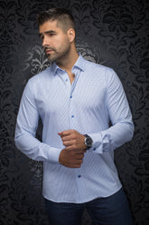 Knit long sleeve shirt for men by Au Noir | ALEXANDER STAR Blue | Menshirt, complete inventory of the Au Noir brand