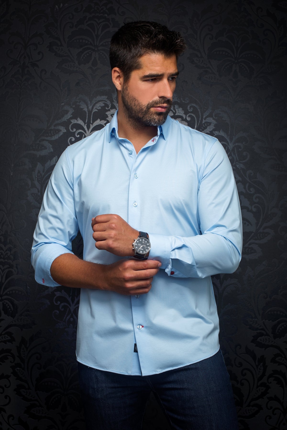 Chemise manches longues en Knit pour homme par Au Noir | ALEXANDER SDL Bleu Clair | Machemise.ca, inventaire complet de la marque Au Noir