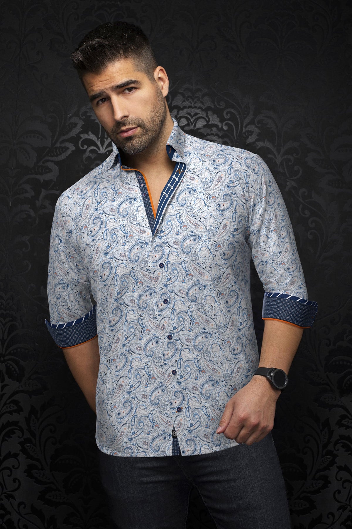Chemise manches longues pour homme par Au Noir | ALTO Blanc Bleu | Machemise.ca, inventaire complet de la marque Au Noir